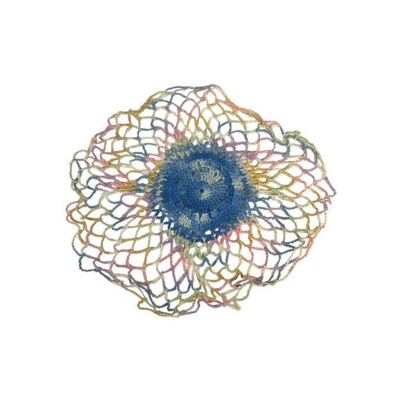 Vintage Crocheted Rainbow Ombre Daisy Sunflower Doilie 7”x6.5” Doily Cottagecore - Picture 2 of 4
